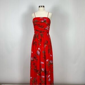 ERIN Erin Fetherston Peony Red Floral Maxi Gown